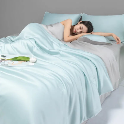 طقم لحاف صيفي من الحرير الجليدي البارد من DecorBites™ للأسرّة الفردية المزدوجة