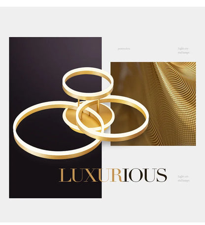 DecorBites™ Gold LED Chandelier for Living Study Room Indoor Lighting Luminaire