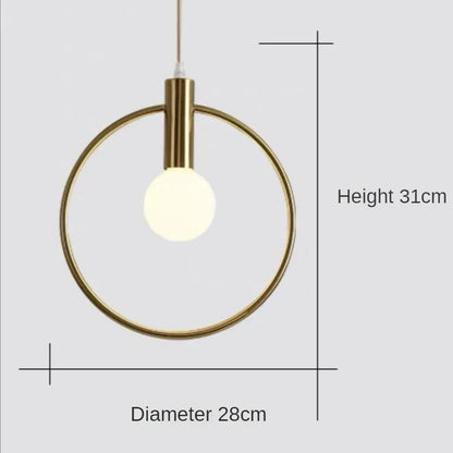 DecorBites™ Gold Ring Glass Ball Pendant Light Fixture for Bedroom Living Room.