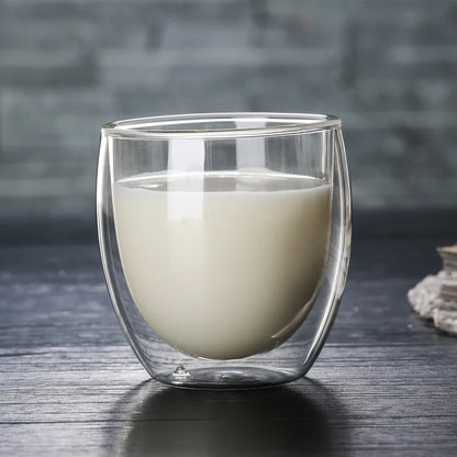 DecorBites™ Double Wall Glass Cup for Coffee Milk Juice Tea - High-resistance Drinkware