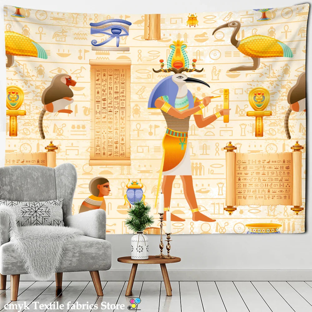 Egyptian Mystique Tapestry Wall Hanging by Decobites: Retro Psychedelic Home Decor & Hippie Art