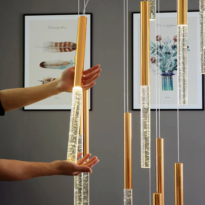 DecorBites™ Crystal Loft Chandelier: Modern Nordic Art Deco Gold LED Lighting for Living Room