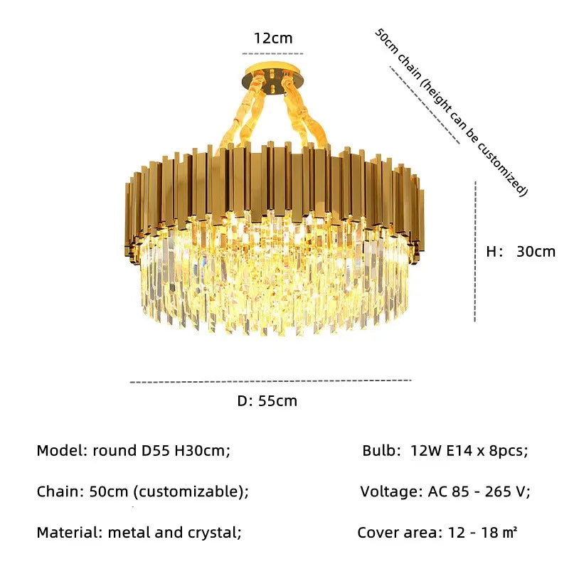DecorBites™ Gold Crystal LED Pendant Lights for Dining Room - Stunning Indoor Suspension Fixtures