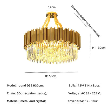 DecorBites™ Gold Crystal LED Pendant Lights for Dining Room - Stunning Indoor Suspension Fixtures