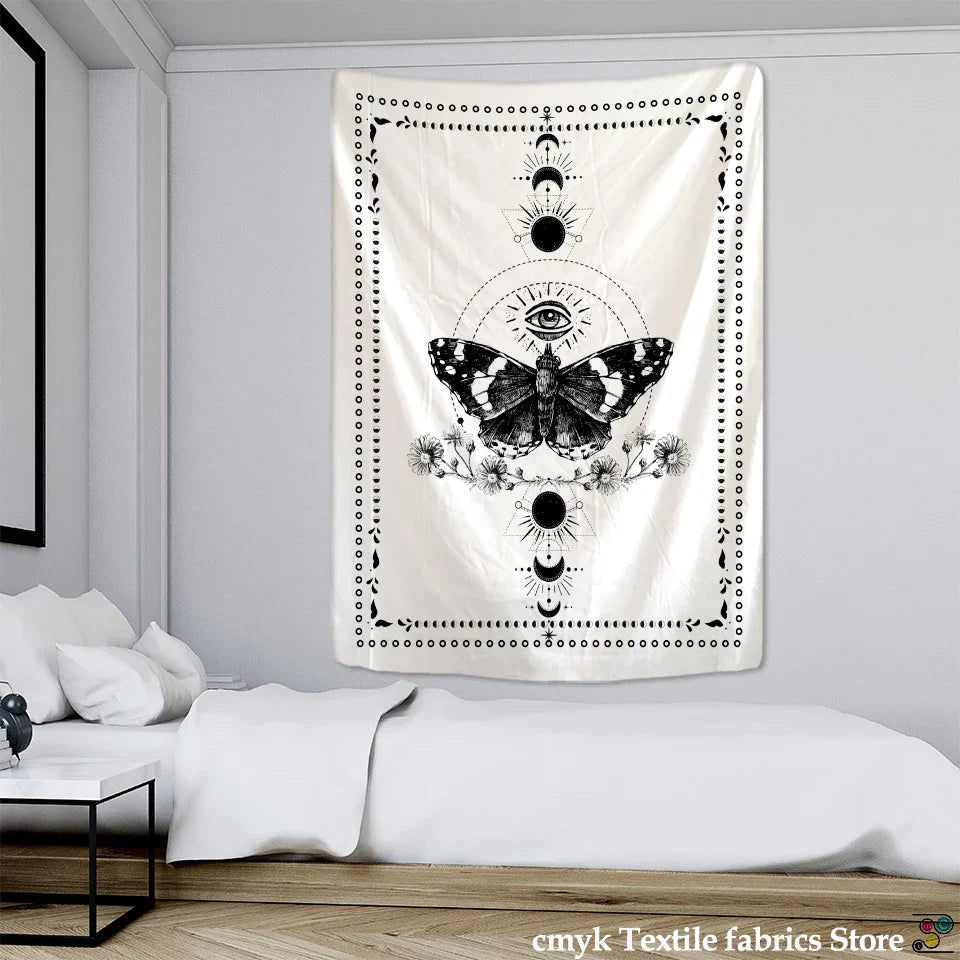 Psychedelic Butterfly Tarot Tapestry for Bohemian Witchcraft Decor by Decobites