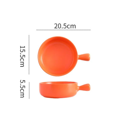 DecorBites™ Ceramic Single Handle Salad Bowl, Microwave Safe for Breakfast, Dessert, Soup