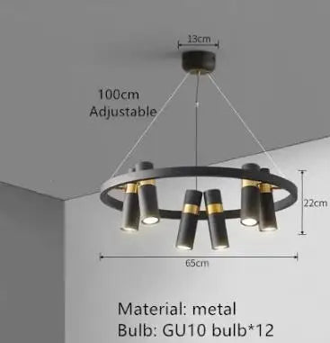 DecorBites™ مصباح LED بحلقة سوداء لغرفة المعيشة وغرفة الطعام والمطبخ والبار