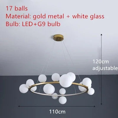 DecorBites™ Clear Glass LED Chandelier: Modern Nordic Hall Parlor Lighting Fixture
