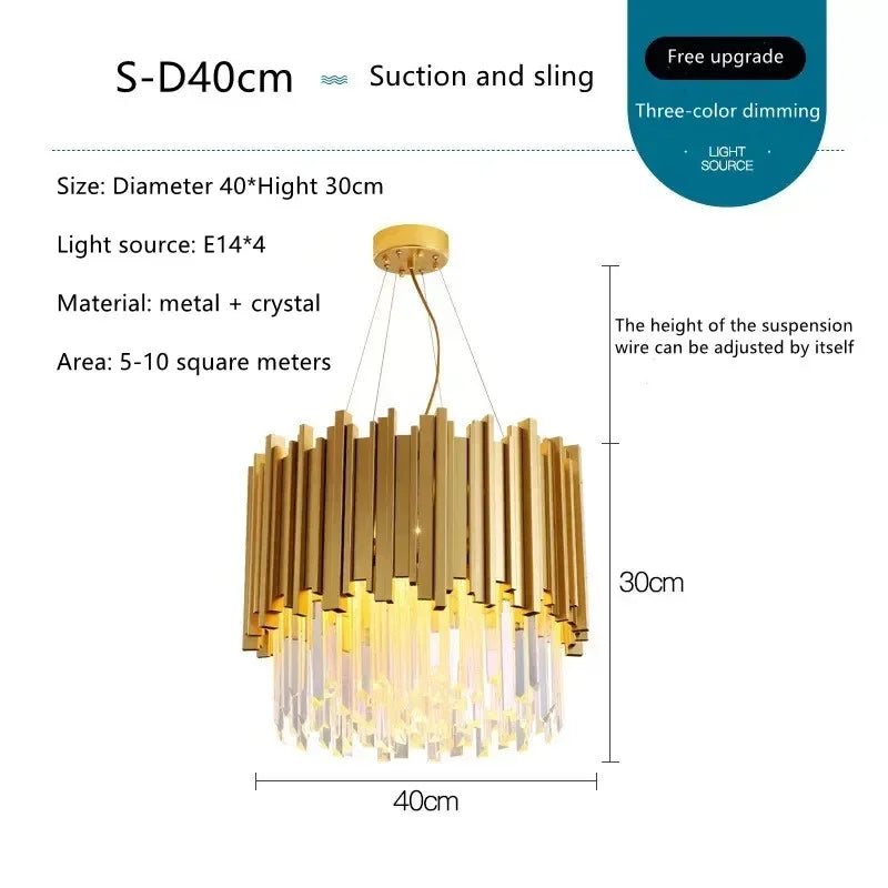 Decorbites™ Lámpara de Araña de Cristal Dorado con Iluminación LED para el Comedor
