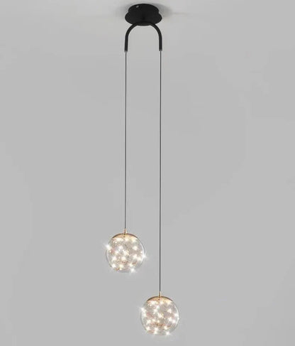 ديكوربايتس™ مصباح معلق مزدوج الرأس من الزجاج لغرفة النوم، ثريات LED حديثة