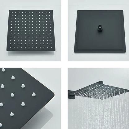 DecorBites™ 12" Matte Black Rainfall Shower Head Set with Shower Arm