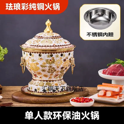 DecorBites™ Enamel Copper Hot Pot for Eco-Friendly Cooking