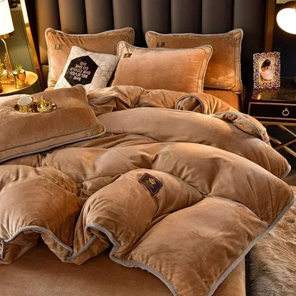 Decobites Plush Milk Velvet King Bedding Set for Winter Warmth