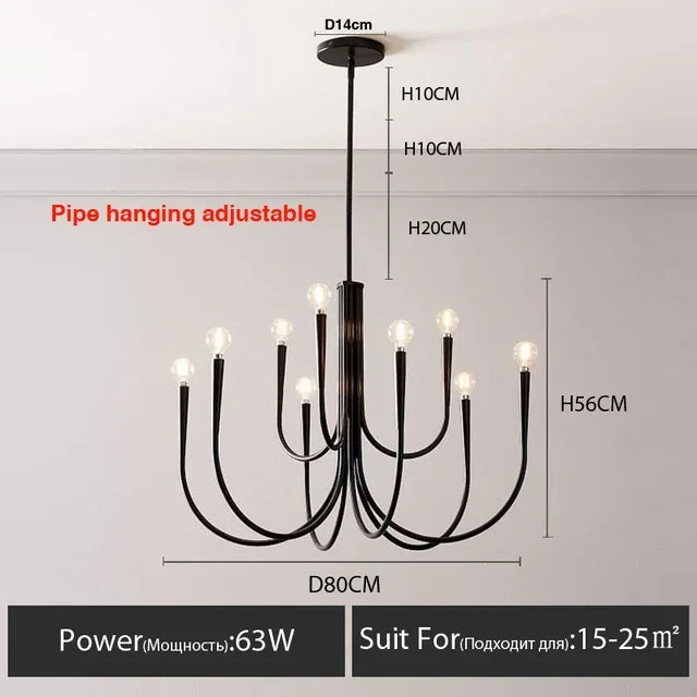 DecorBites™ Gold Metal Chandelier: Modern Nordic LED Lighting for Living Room, Kitchen, Dining Room