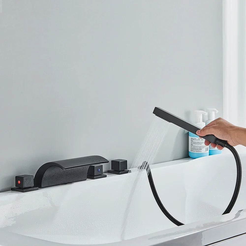 DecorBites™ Black Waterfall LED Bathtub Faucet Set