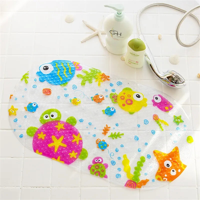 Decobites Kids PVC Bathroom Mat with Suction Cups and Drainage in 12 Colors