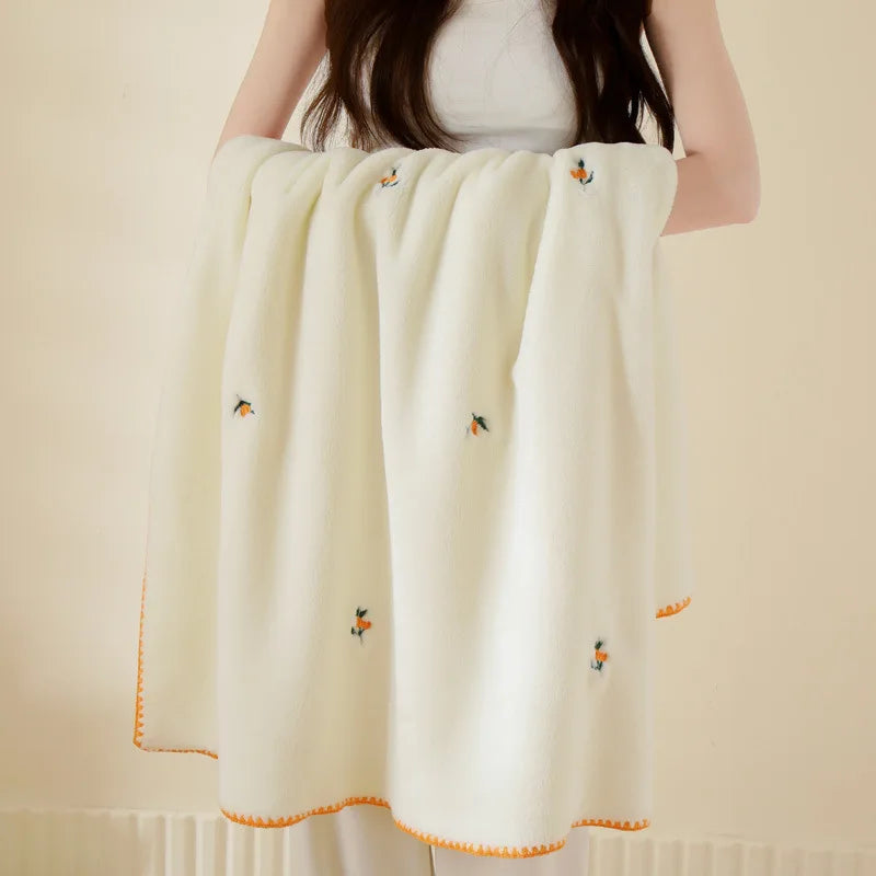 DecorBites™ Baby Velvet Embroidered Blanket: Double-Sided Warm Travel Bedroom Sofa Cover