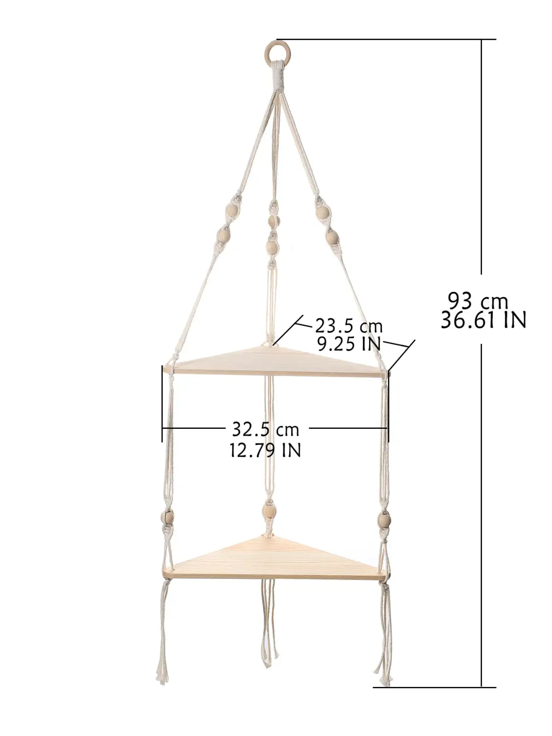 DecorBites™ Wooden Corner Shelf with Macrame - Boho Wall Decor