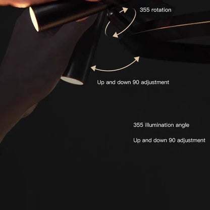 DecorBites™ Black LED Spot Chandelier: Modern Minimalist Rotatable Hanging Lamp for Home Decor