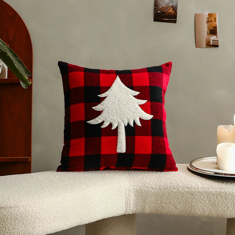 DecorBites™ Christmas Cartoon Letter Embroidered Pillow Cover Festive Sofa Cushion