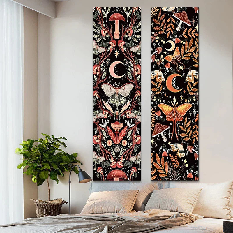 Moth & Moon Botanical Tapestry - Decobites Hippie Room Decor