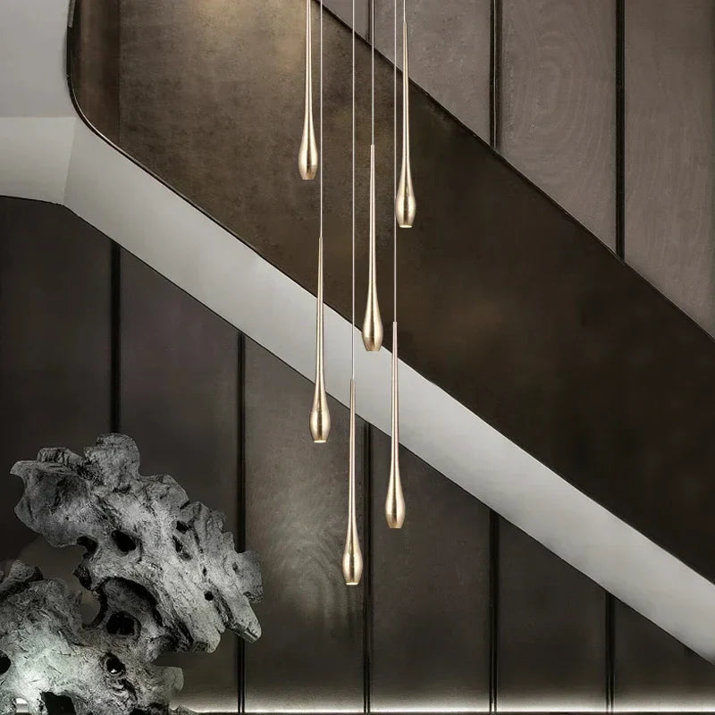 DecorBites™ Gold-Plated Duplex Chandelier: Modern Lighting for Living Room, Staircase, Kitchen, Restaurant