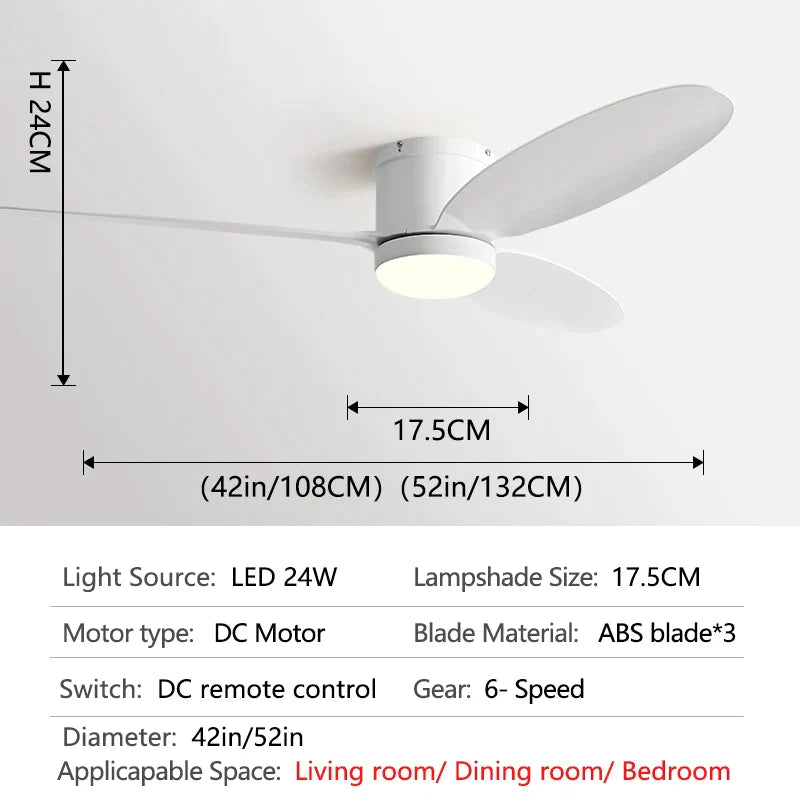 DecorBites™ Black DC Ceiling Fan Light with Remote Control and LED Chandelier