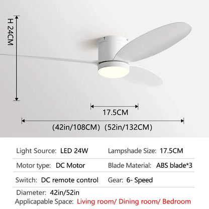 DecorBites™ Black DC Ceiling Fan Light with Remote Control and LED Chandelier