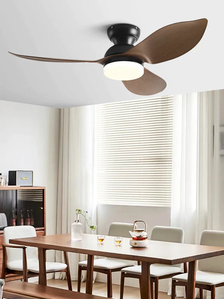 مروحة سقف منخفضة من ديكوربايتس™ مقاس 48 بوصة، لون أسود، بتصميم عصري وإضاءة LED