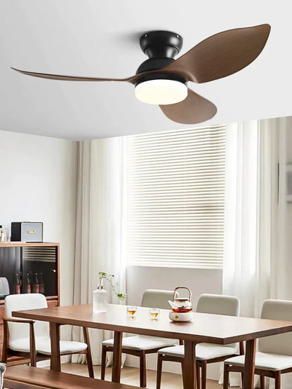 مروحة سقف منخفضة من ديكوربايتس™ مقاس 48 بوصة، لون أسود، بتصميم عصري وإضاءة LED