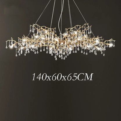DecorBites™ Gold Crystal Chandelier: Modern LED Luxury Lighting for Living Room Villa