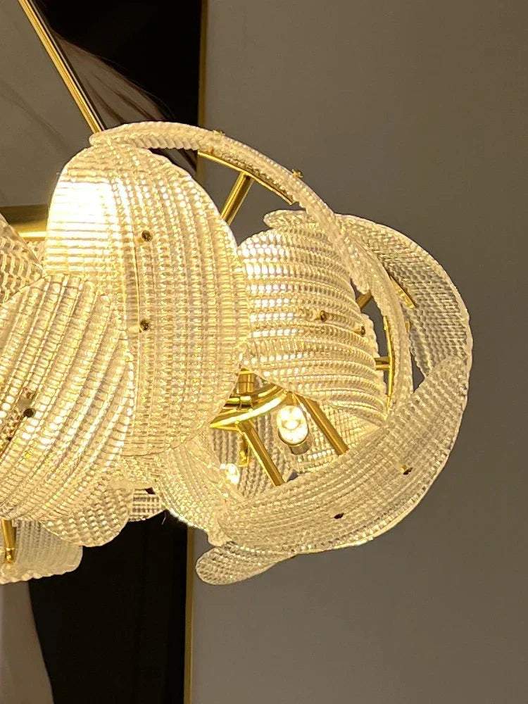 DecorBites™ LED Glass Petal Chandeliers: Luxury Modern Hanging Lamps for Dining Table