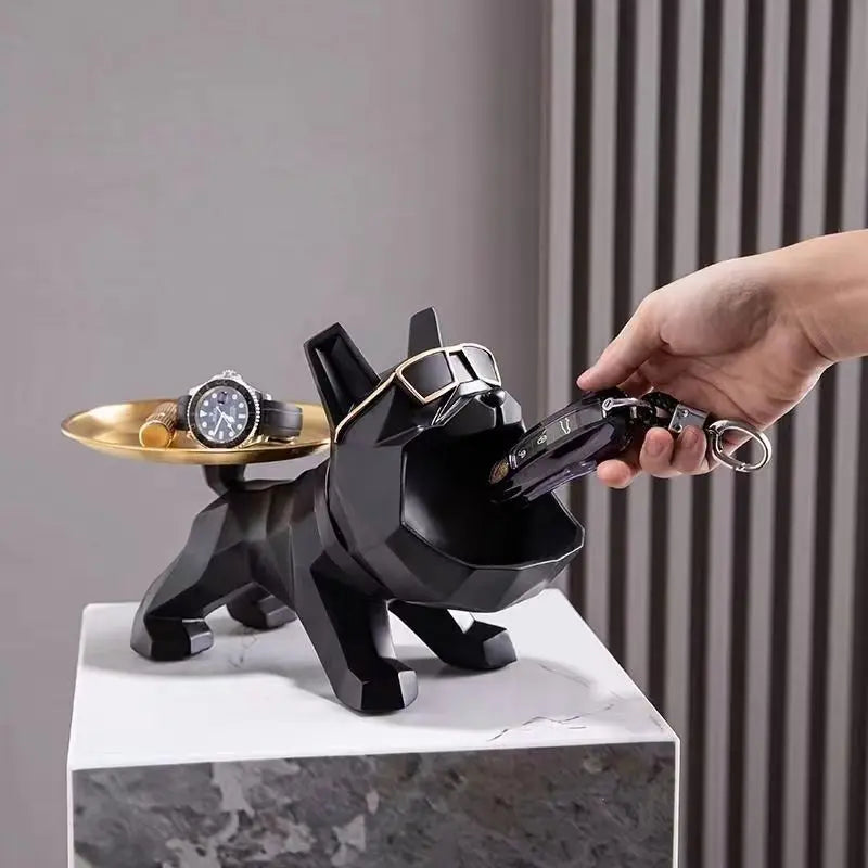 DecorBites™ Bulldog Butler Tray Key Holder Storage Home Decor Statue Sculpture