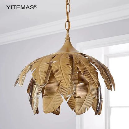 DecorBites™ Gold Leaves Chandelier Small Pendant Lighting for Kitchen Island Hallway E27 Socket