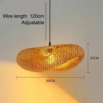 Handwoven Bamboo Pendant Light Vintage Woven Shade