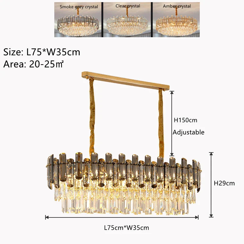 Gold Crystal Ceiling Chandelier Amber DIA95cm