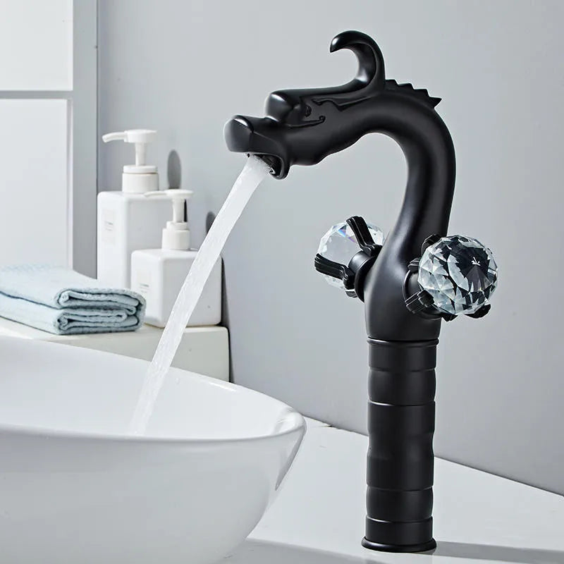 Grifo de lavabo de doble manija Cristal de Oro Decorbites™ para baño