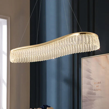 DecorBites™ Golden Crystal Chandelier Luxury Round Pendant Lamparas Art Decor Fixture