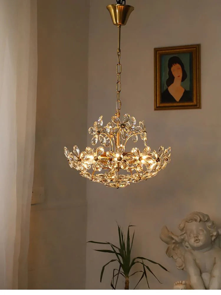 DecorBites™ Crystal Flower Pendent Chandelier: Modern Design for Living Room, Restaurant & Bedroom