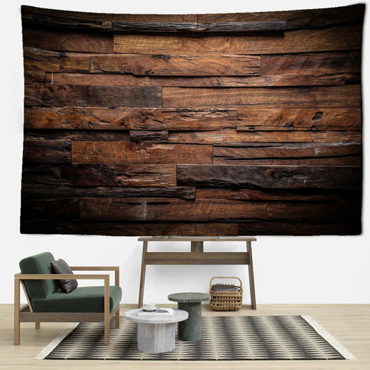 Dark Wood Texture Abstract Art Tapestry Hippie Wall Hanging for Living Room Home Decor by Decobites