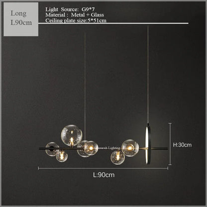 DecorBites™ Glass Bubble LED Ceiling Chandelier for Home, Modern Ring Hanging Light Fixtures