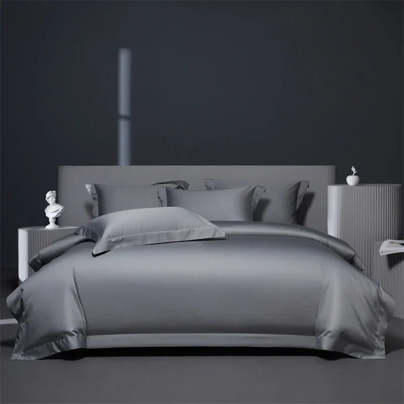 DecorBites™ Burgundy Red Egyptian Cotton Bedding Set - Soft Silky Solid Color Luxe Duvet Cover, Sheet, Pillowcases