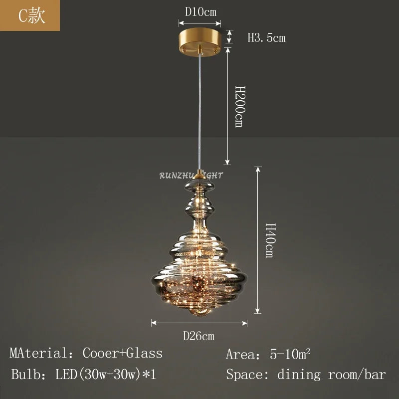 DecorBites™ Antique Brass Glass Chandelier for Dining Room and Bar