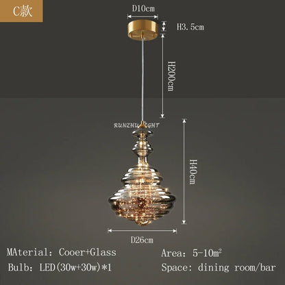 DecorBites™ Antique Brass Glass Chandelier for Dining Room and Bar
