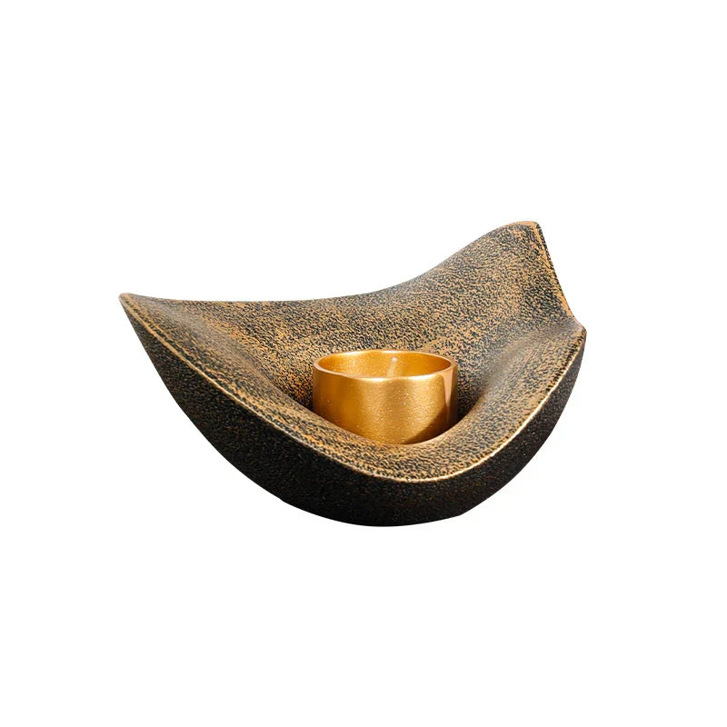 DecorBites™ Gold Geometric Candlestick Bowl - Elegant Home Decor & Centerpiece