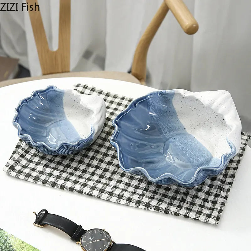 DecorBites™ Ceramic Marine Life Decorative Storage Tray for Dresser or Tabletop