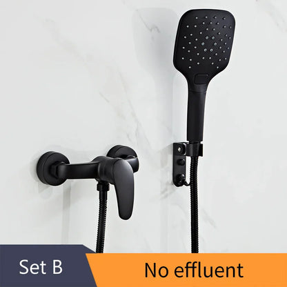 DecorBites™ Black Brass Single Handle Shower Faucet Set with Hand Shower Head
