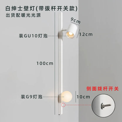 ديكوربايتس™ مصباح حائط خشبي باللونين الأسود والأبيض لمساحات المعيشة ذات الطراز البسيط