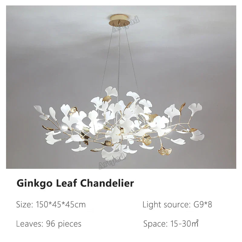 ثريا أوراق الجنكة من ديكوربايتس™: مصباح معلق فاخر على الطراز الاسكندنافي للفنادق والسلالم وغرف المعيشة