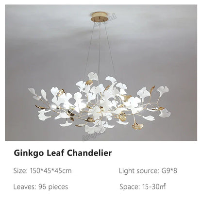 ثريا أوراق الجنكة من ديكوربايتس™: مصباح معلق فاخر على الطراز الاسكندنافي للفنادق والسلالم وغرف المعيشة